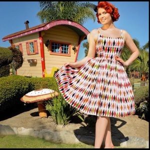 Pinup Couture Jenny Dress in 1950s Harlequin Print